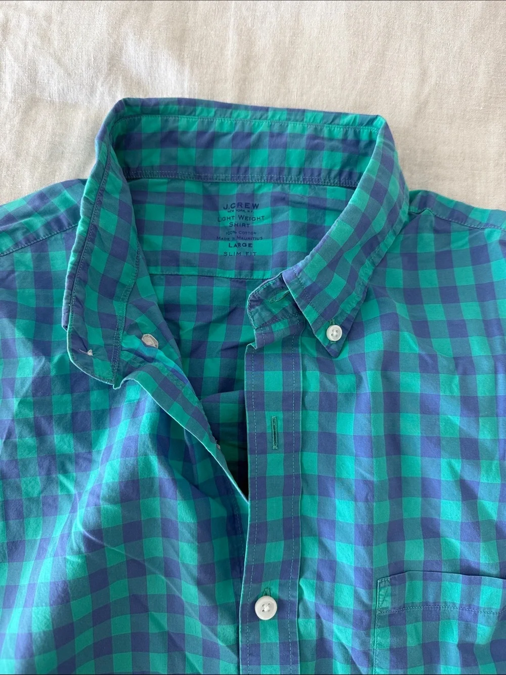 J. Crew Green and Blue Plaid Button-Down Shirt
